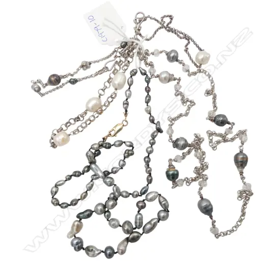 ASSTD SILVER BLACK BAROQUE PEARLS/WHITE BAROQUE PEARLS NECKLACES & BRACELETS From jeweller Simon Misdale estate