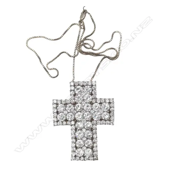 S/SILVER & MULTI STONE CRUCIFIX ON S/SILVER CHAIN 20GMS TOTAL WIEGHT