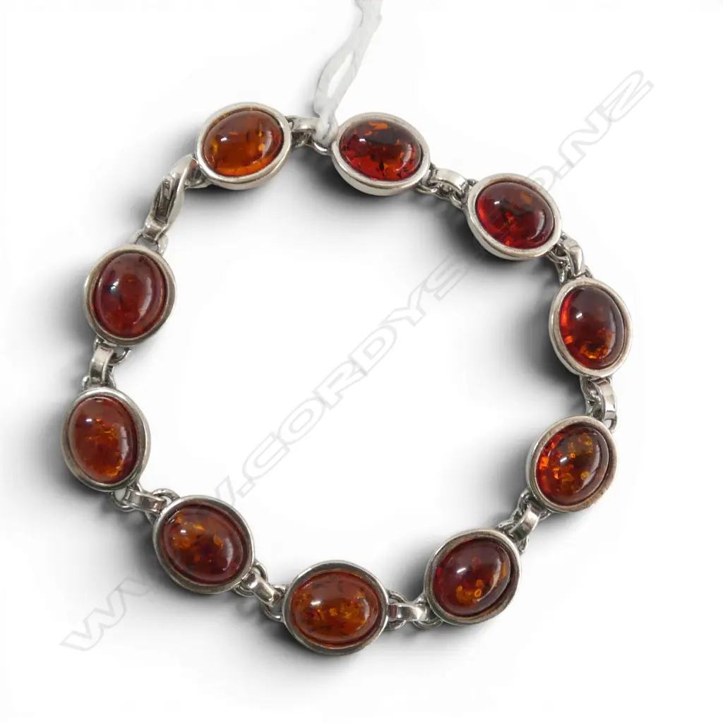 S/SILVER & AMBER BRACELET 15.2GMS Image 1++