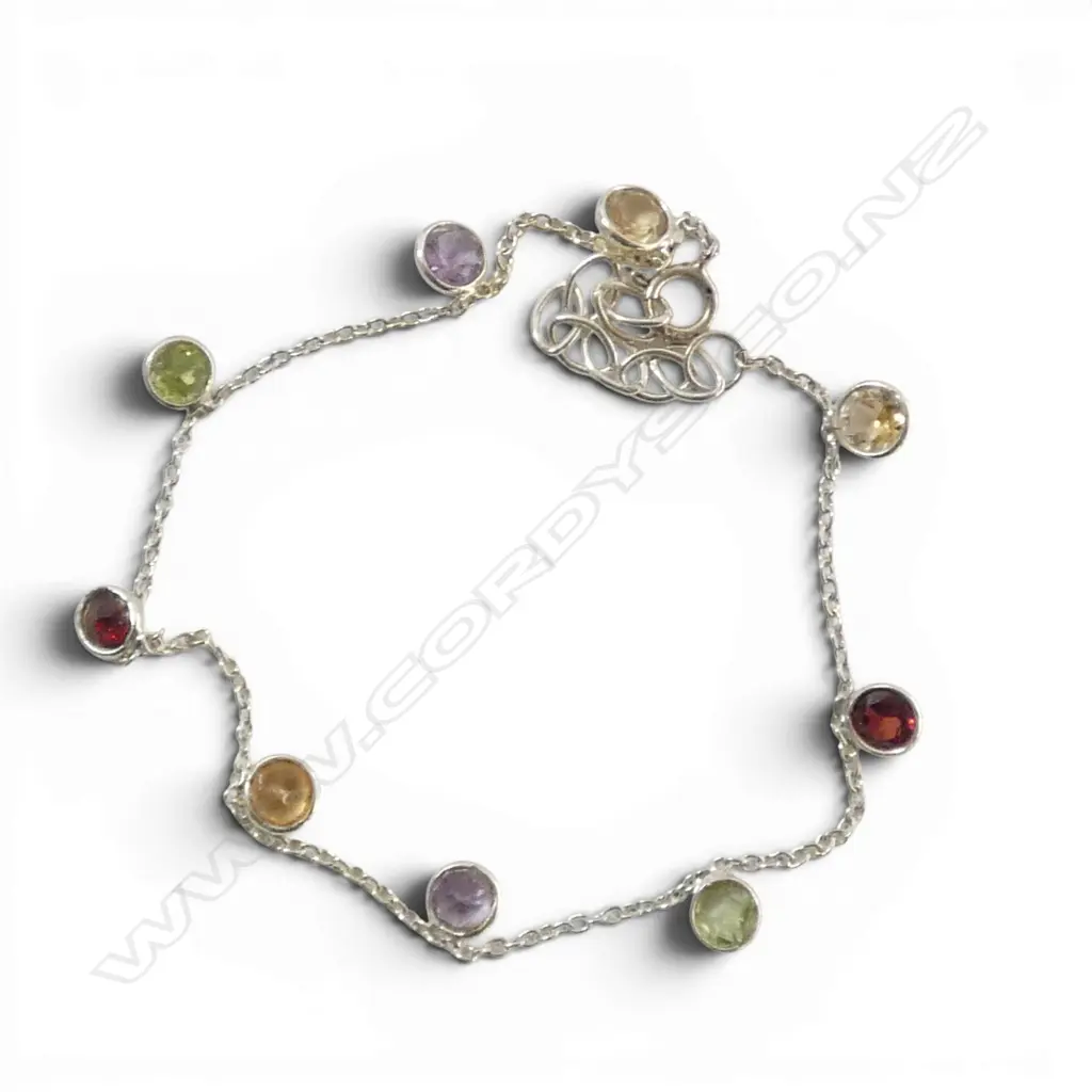SILVER & MULTI GEMSTONE BRACELET Image 1++
