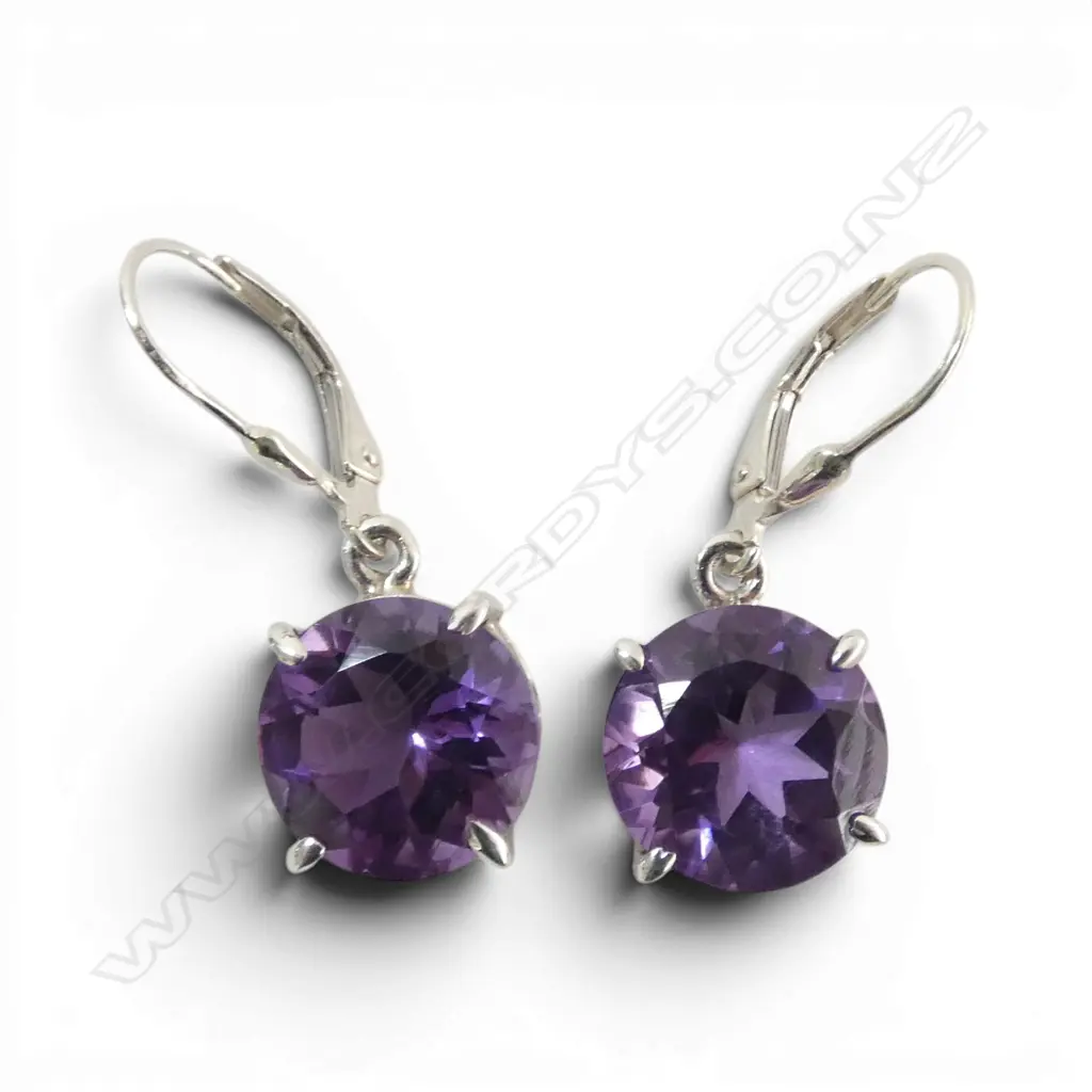 PR SILVER AMETHYST EARRINGS Image 1++