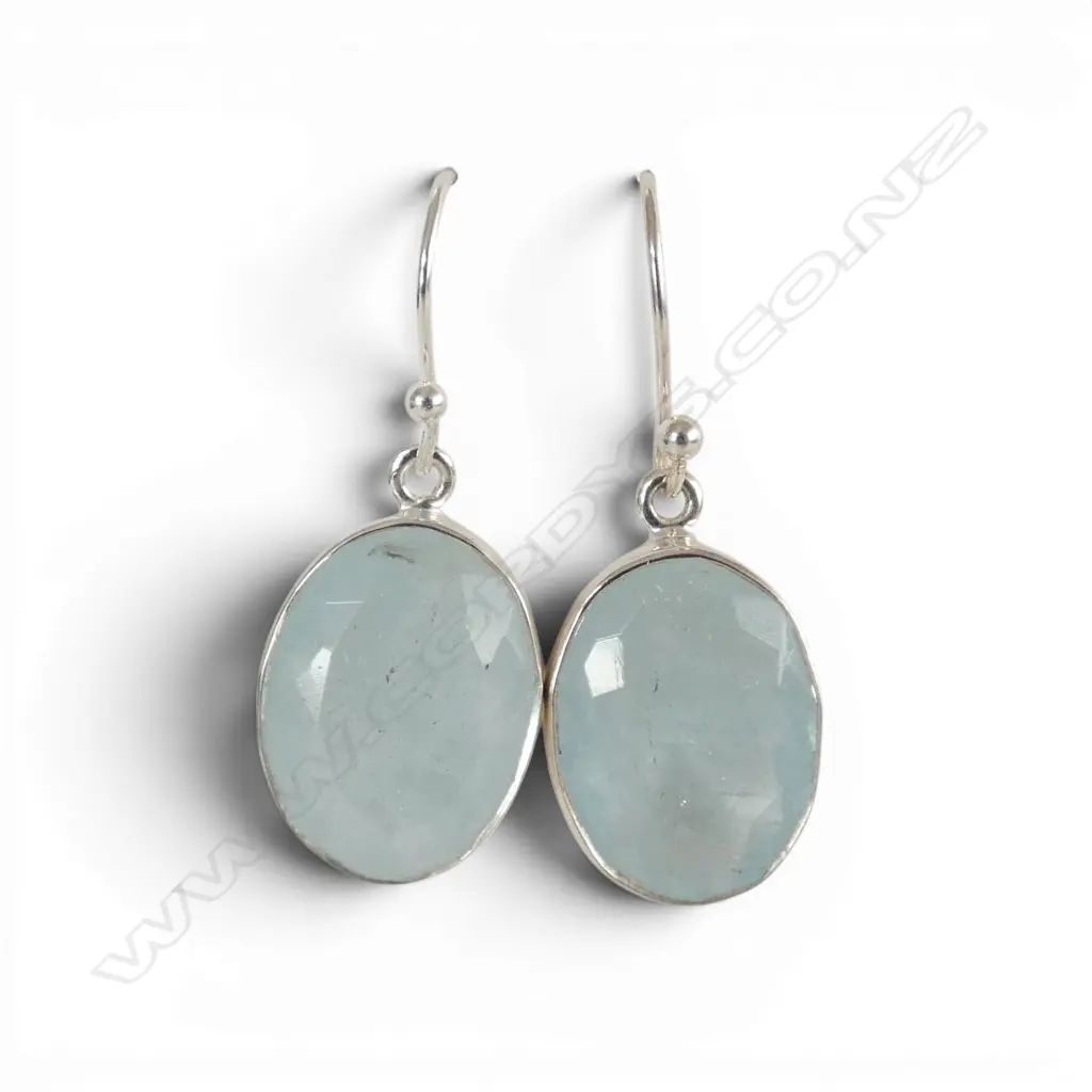 PR SILVER AQUAMARINE EARRINGS Image 1++