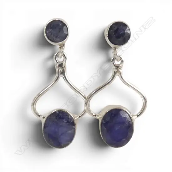 PR SILVER & BLUE SAPPHIRE EARRINGS COLOUR INHANCED