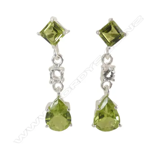 PR SILVER PERIDOT & WHITE TOPAZ EARRINGS