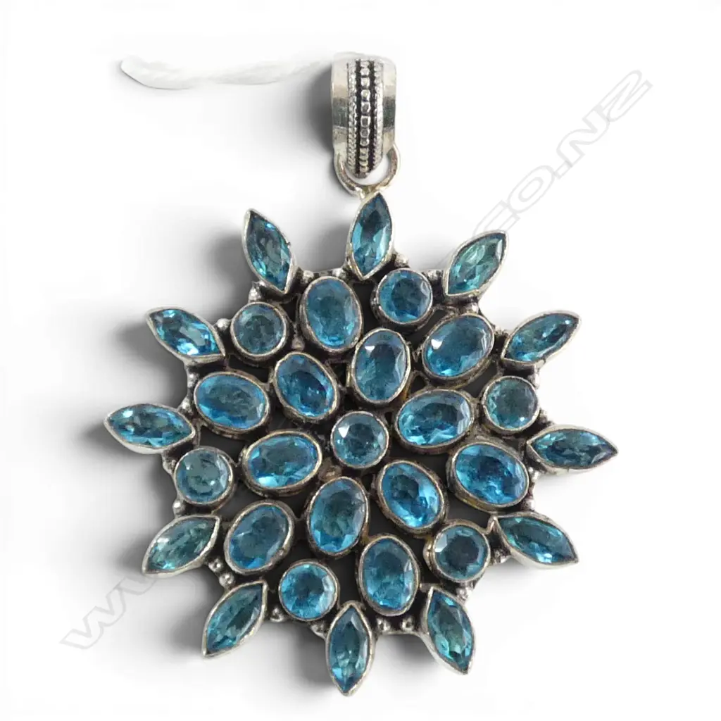 925 SILVER & BLUE STONES PENDANT 28.8GMS Image 1++