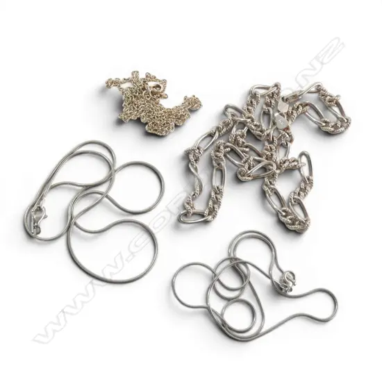 4 SILVER CHAINS, 35.89gm