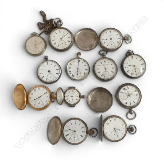 8 GENT'S VINTAGE SILVER POCKET WATCHES + SILVER LADIES + 3 OTHERS