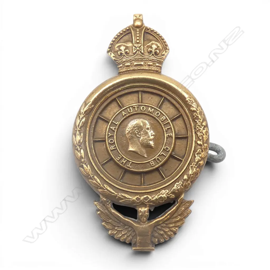 VINTAGE WW1 ROYAL AUTOMOBILE ASSOCIATION Club Patrolman's BADGE crowned King EDW. VII Image 1++
