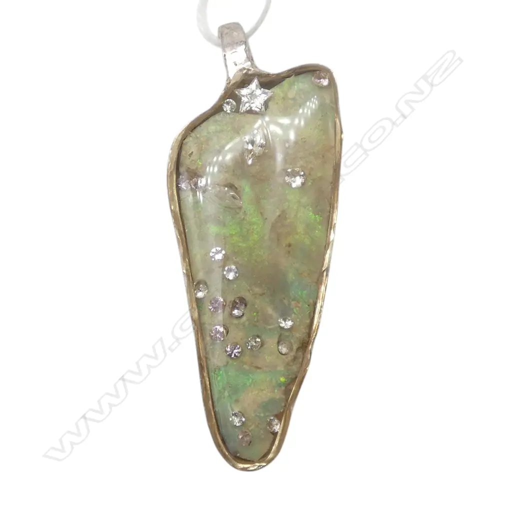 SILVER OPAL AND DIAMOND? PENDANT From the estate of jeweller Simon Misdale Image 1++