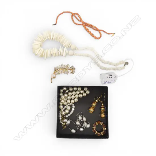 ASST. COSTUME JEWELLERY incl Ciro coral necklace 9ct clasp