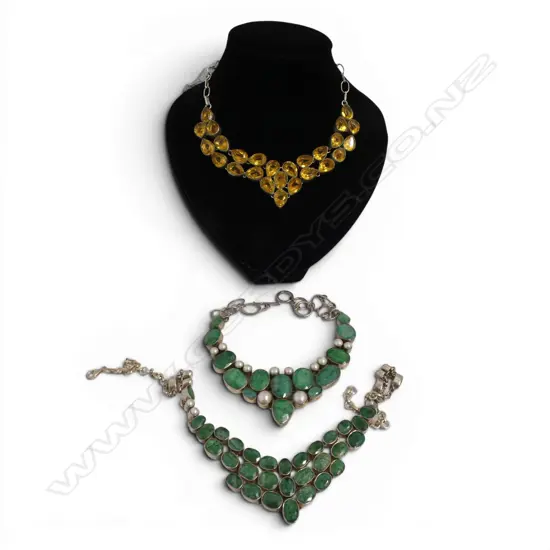 3 925 SILVER & GEMSTONE NECKLACES (1 w. 1 LINK AF)