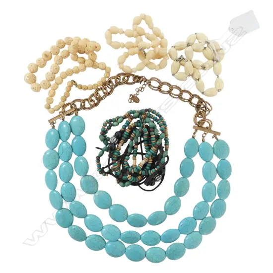 3 CARVED NECKLACES + TURQUOISE STYLE & OTHER