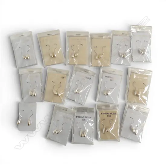 BAG of 15 pairs SILVER EARRINGS new old stock 