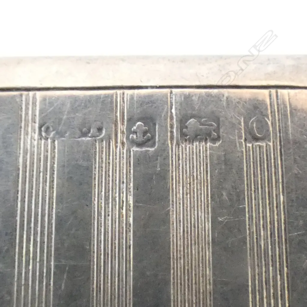 Birmingham 1913 SILVER machine engraved CARD CASE with chain. Lined interior. 80gms Image 1++
