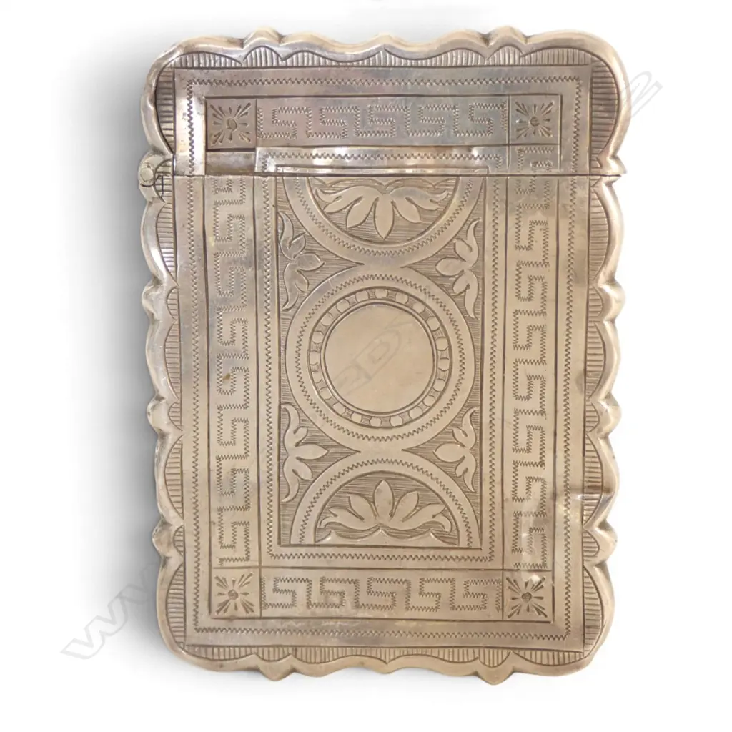 Birmingham 1869 SILVER ENGRAVED CARD CASE 58gms SMALL FAULTS Image 1++