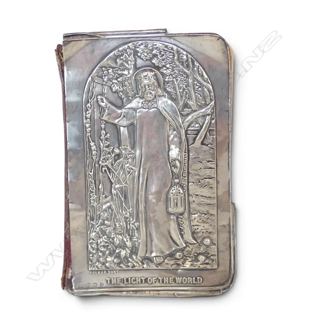 SILVER COVERED BOOK of COMMON PRAYER BIRM. 1907 The Light of the World' by Holman Hunt Image 1++