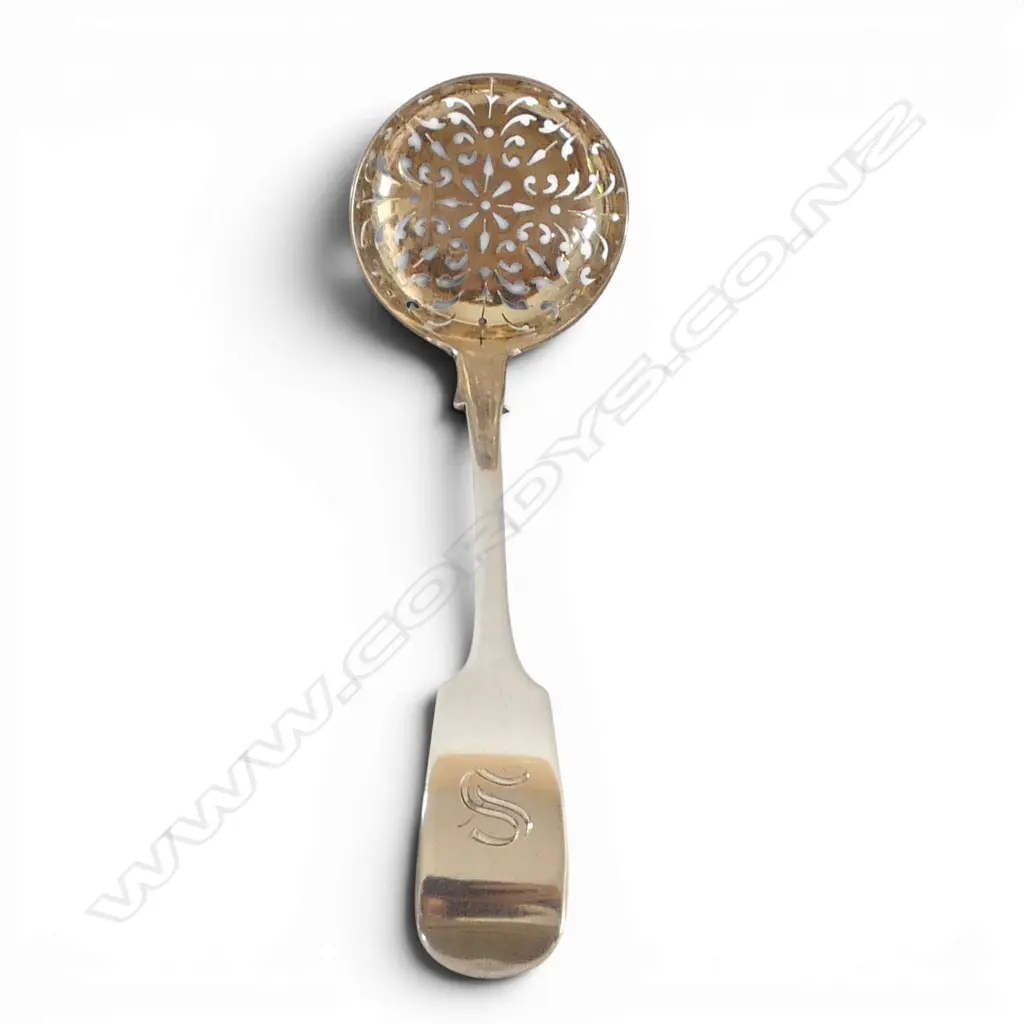 S/SILVER SIFTER SPOON GEORGE W ADAMS MAKER LONDON 1865 45 GMS Image 1++