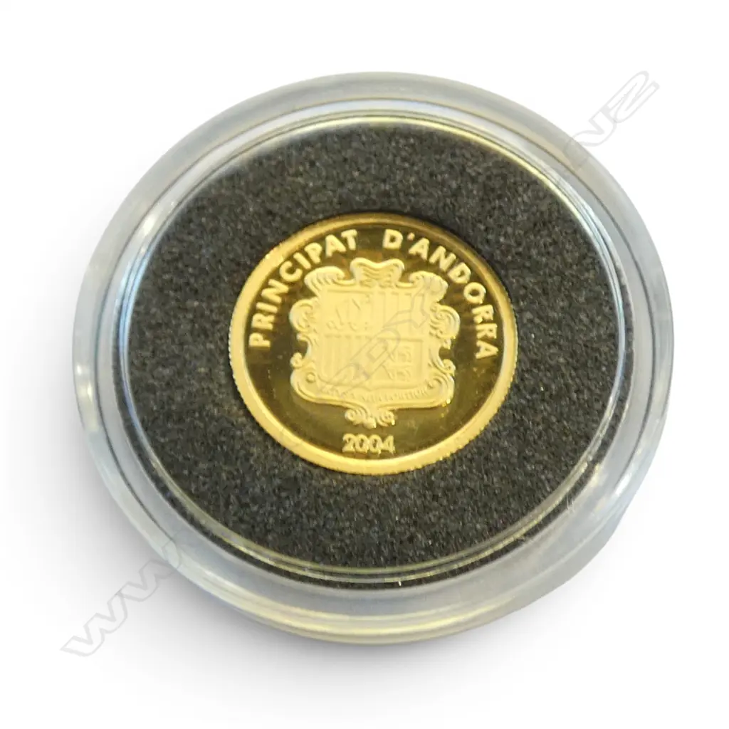 MACQUARIE MINT ANDORRA 2004 ACCESSION TO THE UNITED NATIONS .999 GOLD PROOF 5 DINERS COIN 1.224gms Image 1++