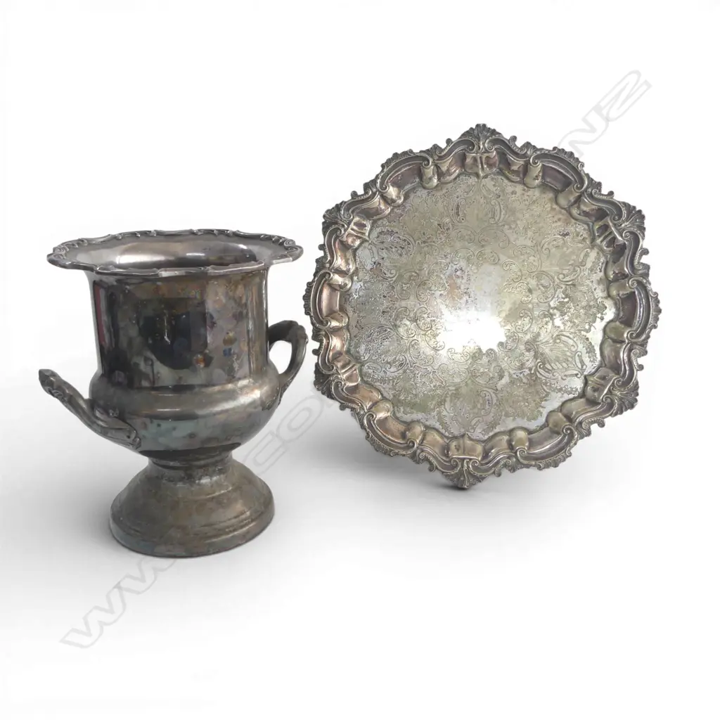 SILVER PLATE  SALVER + TROPHY H.260mm Image 1++