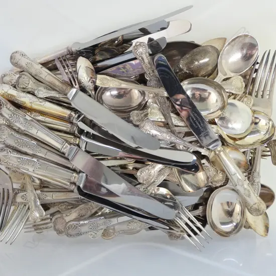 ASST. KINGS PATTERN SILVER PLATE CUTLERY