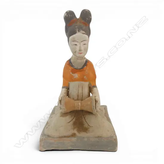 ANT TANG STYLE TERRACOTTA SEATED MUSICIAN H170MM REPAIRED