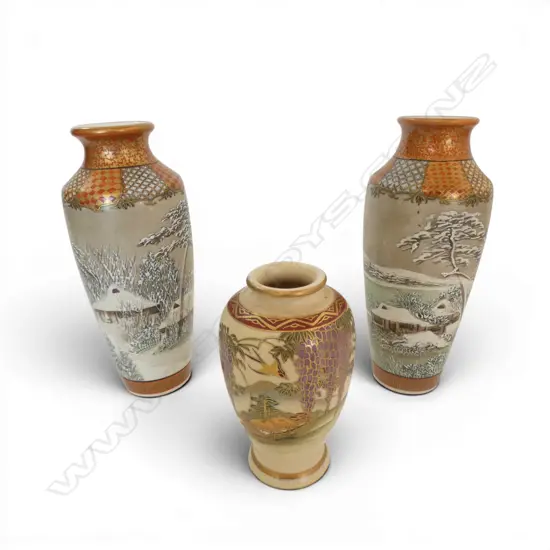 PR KUTANI VASES + SATSUMA VASE H.150mm