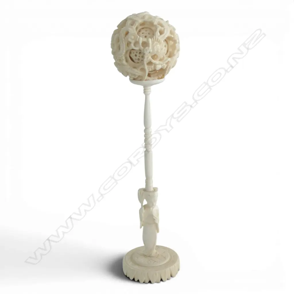 IVORY PUZZLE BALL ON STAND H.225mm Image 1++