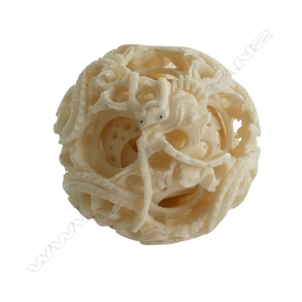 IVORY PUZZLE BALL ON STAND H.225mm Image 1++