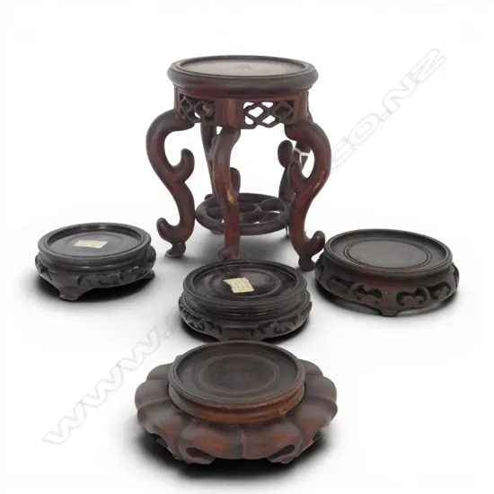 5 CHINESE ROSEWOOD STANDS 