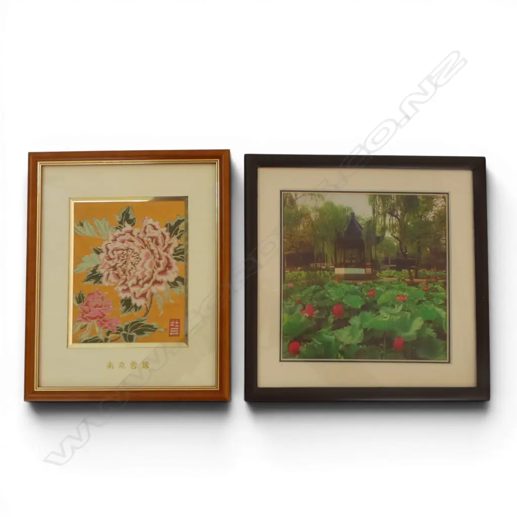 2 BOXED FRAMED ORIENTAL EMBROIDERIES  Image 1++