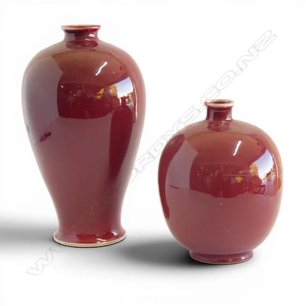 2 RED GLAZED VASES, MADE IN THAILAND H.315mm Image 1++