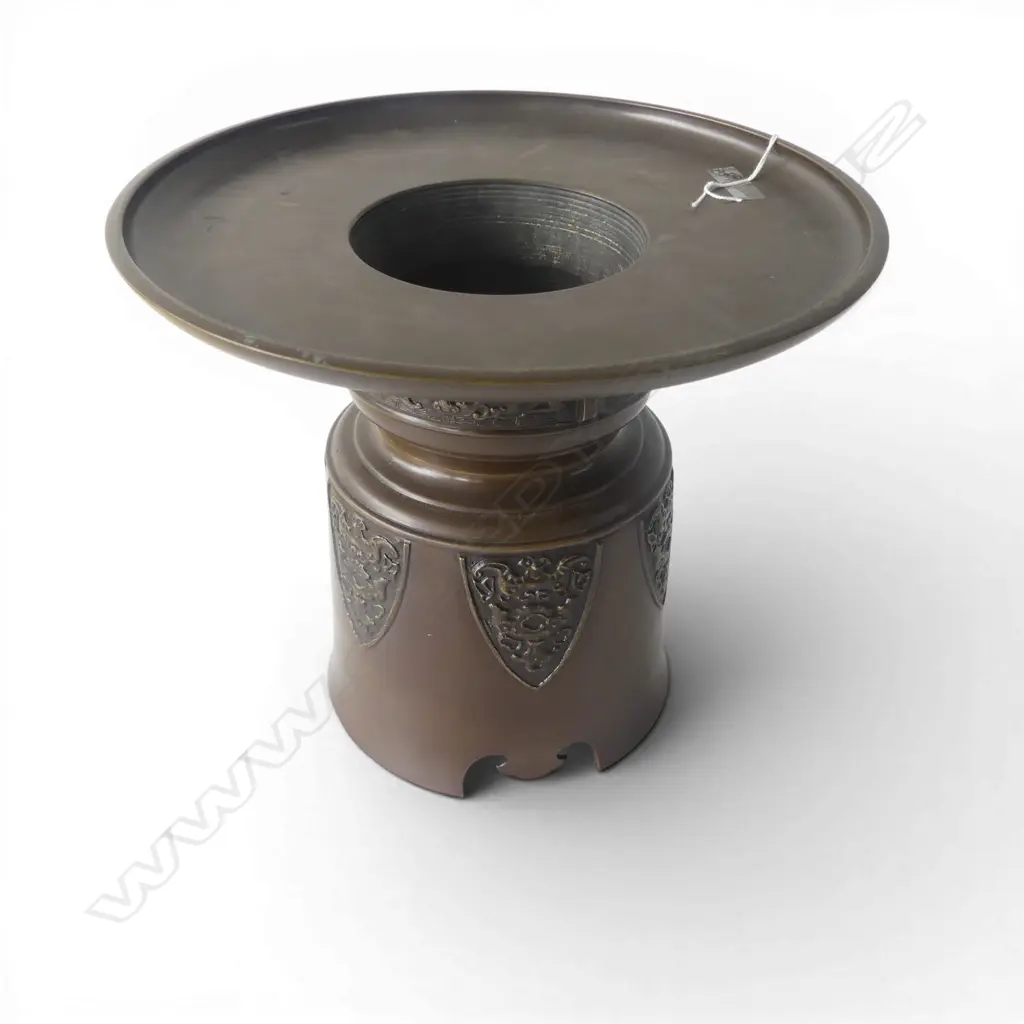 JAPANESE BRONZE 2 PCE IKEBANA VASE H.240mm Image 1++