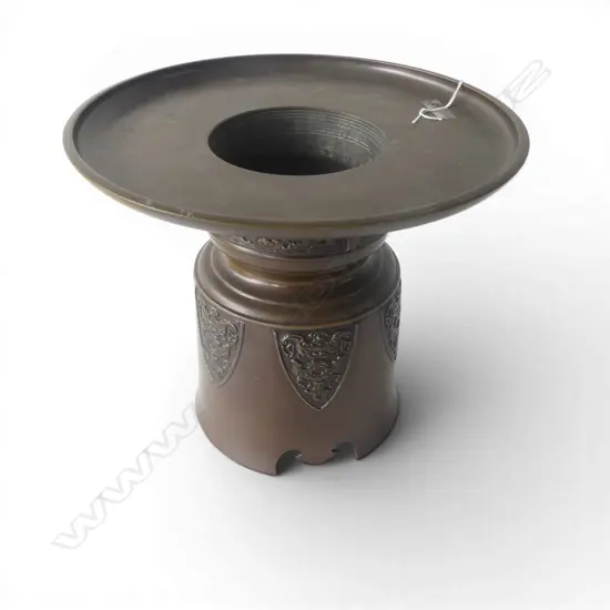 JAPANESE BRONZE 2 PCE IKEBANA VASE H.240mm