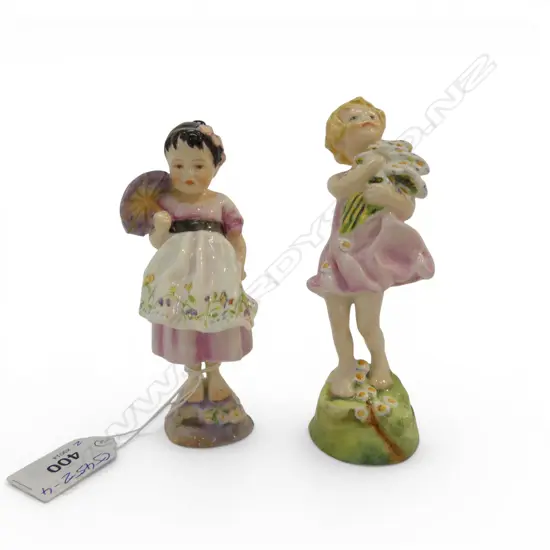 2 ANTIQUE FIGURINES Incl. ROYAL WORCESTER by F.G. DOUGHTY H.130mm