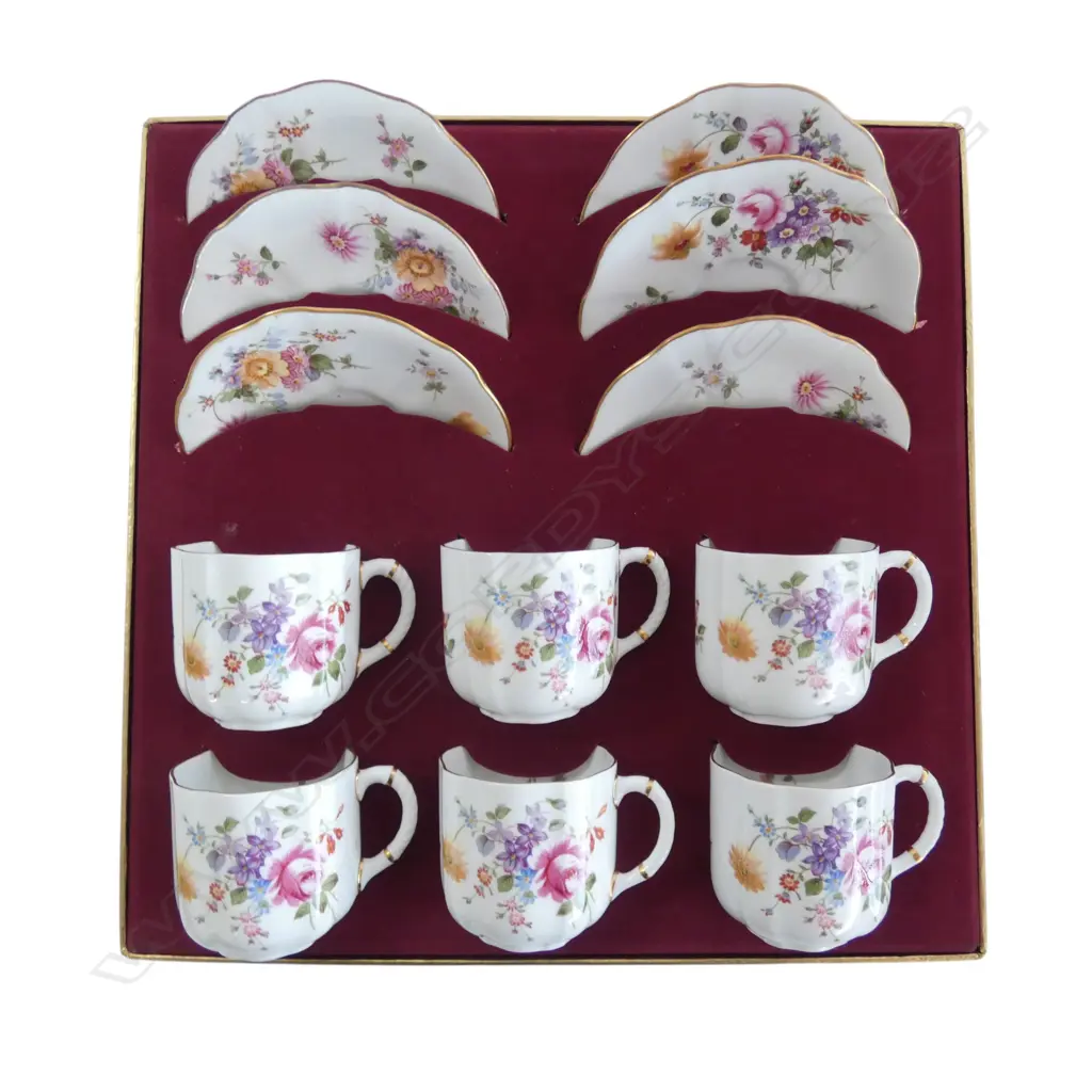 BOXED CROWN DERBY 'DERBY POSIES' 6 PLACE C/S SET Image 1++