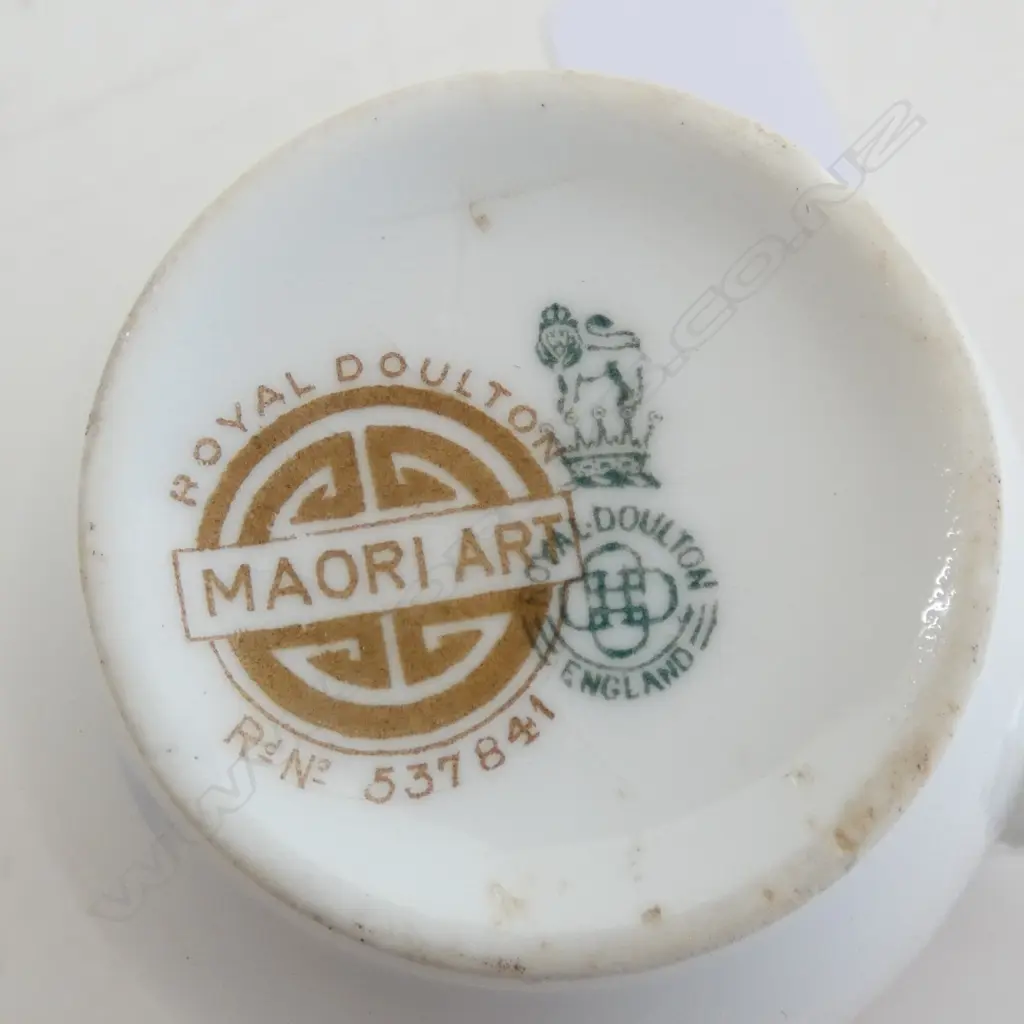 Royal Doulton Maori Art cup & saucer in gold + plate in grey Image 1++