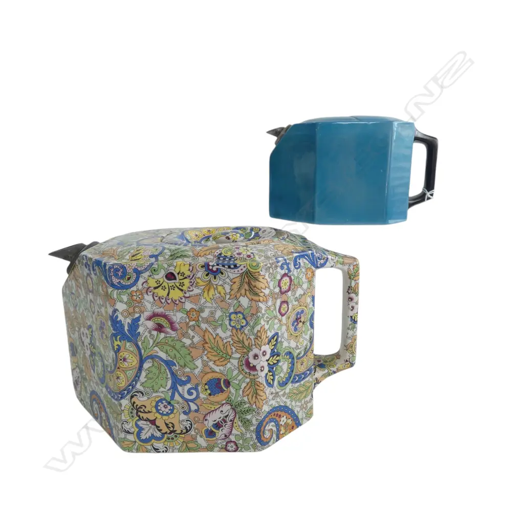 2 ANTIQUE ENGLISH TEAPOTS H.110mm Image 1++