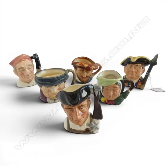 6 ROYAL DOULTON CHARACTER JUGS; 2x GUNSMITH, BOOTMAKER etc H.110mm