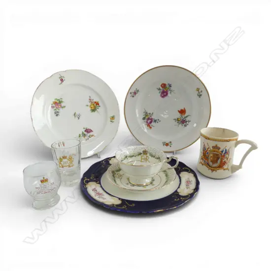 3 ANTIQUE PLATES INCL. SEVRES 235mm dia, ROYALTY CHINA