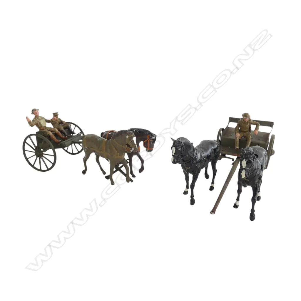 2 METAL HORSE DRAWN DRAYS w. DRIVERS  Image 1++
