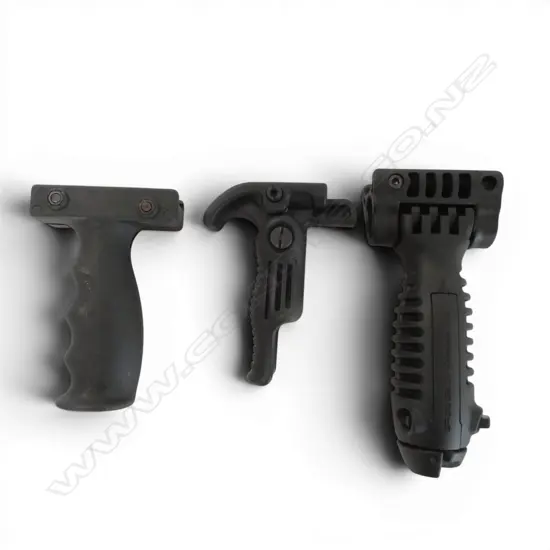 3 RIFLE FOREGRIPS; ISRAEL T POD & ISRAEL FOLDING FOREGRIP + OTHER