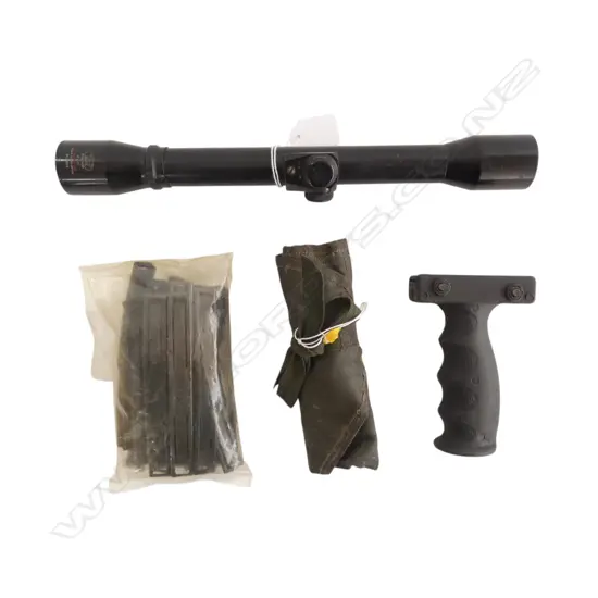 LIAI RIFLE CLEANING KIT, SCOPE, FOREGRIP & 25 SKS STRIPPER CLIPS 