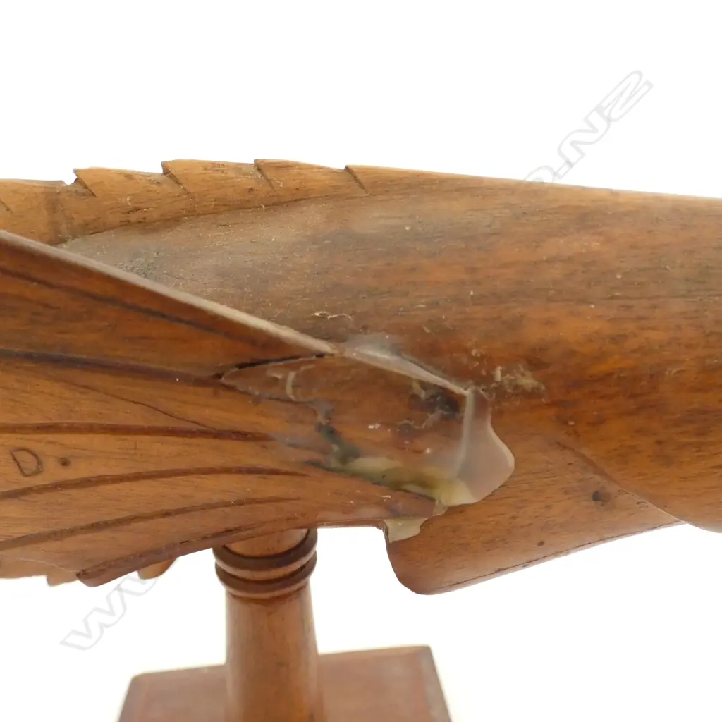 PITCAIRN IS. FLYING FISH, carved by Wiles Warren (1927–1975), wings repaired & 1 eye missing Image 1++