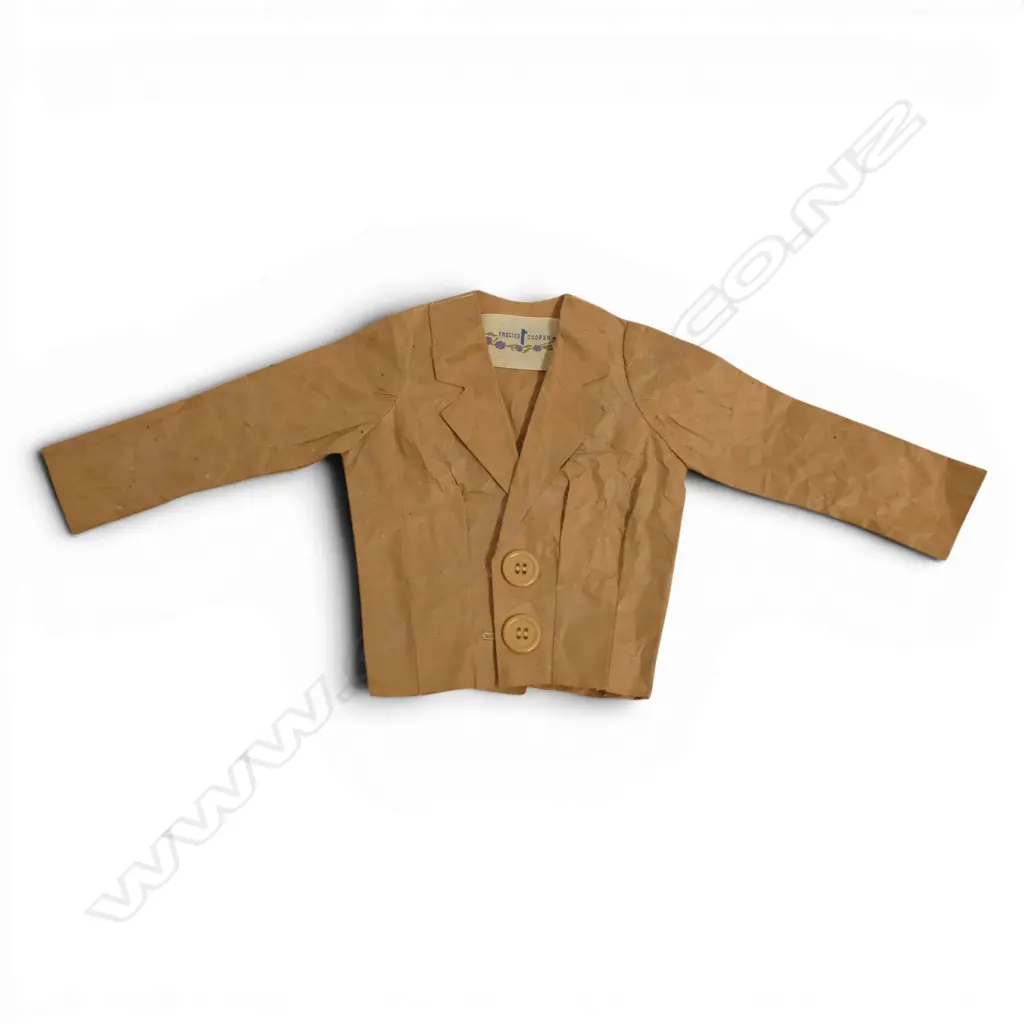 BROWN PAPER MINIATURE SEWN JACKET AN INVITATION TO TRELISSE COOPER FASHION SHOW H230 W480MM Image 1++