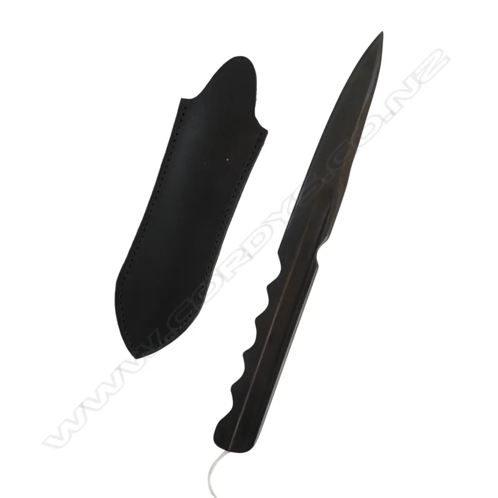 CUSTOM BOOT KNIFE w. LEATHER SHEATH L.225mm Image 1++
