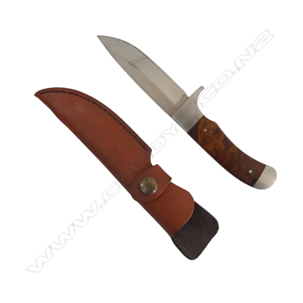 BUFFALO RIVER HUNTING KNIFE w. LEATHER SHEATH L.220mm Image 1++