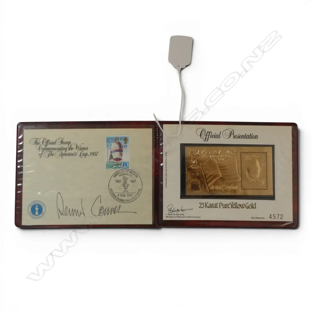 CASED AMERICA'S CUP WINNER 23ct GOLD STAMP 1987 No.4572 0.64gms Image 1++