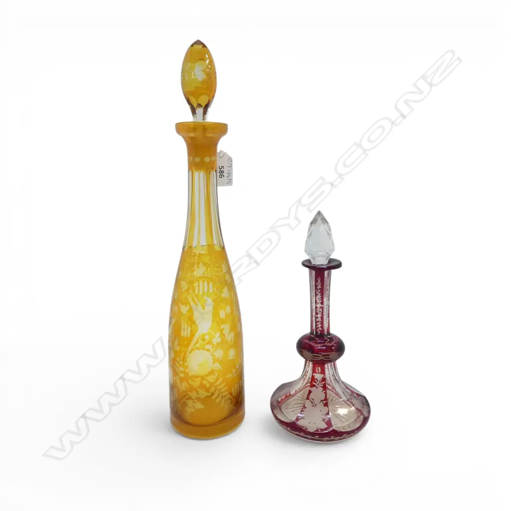 2 BOHEMIAN FLASH GLASS BOTTLES H.390, 230mm Image 1++