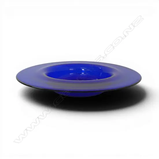BRISTOL BLUE STUDIO GLASS BOWL SIGNED STEPHON MAIN DIA330MM