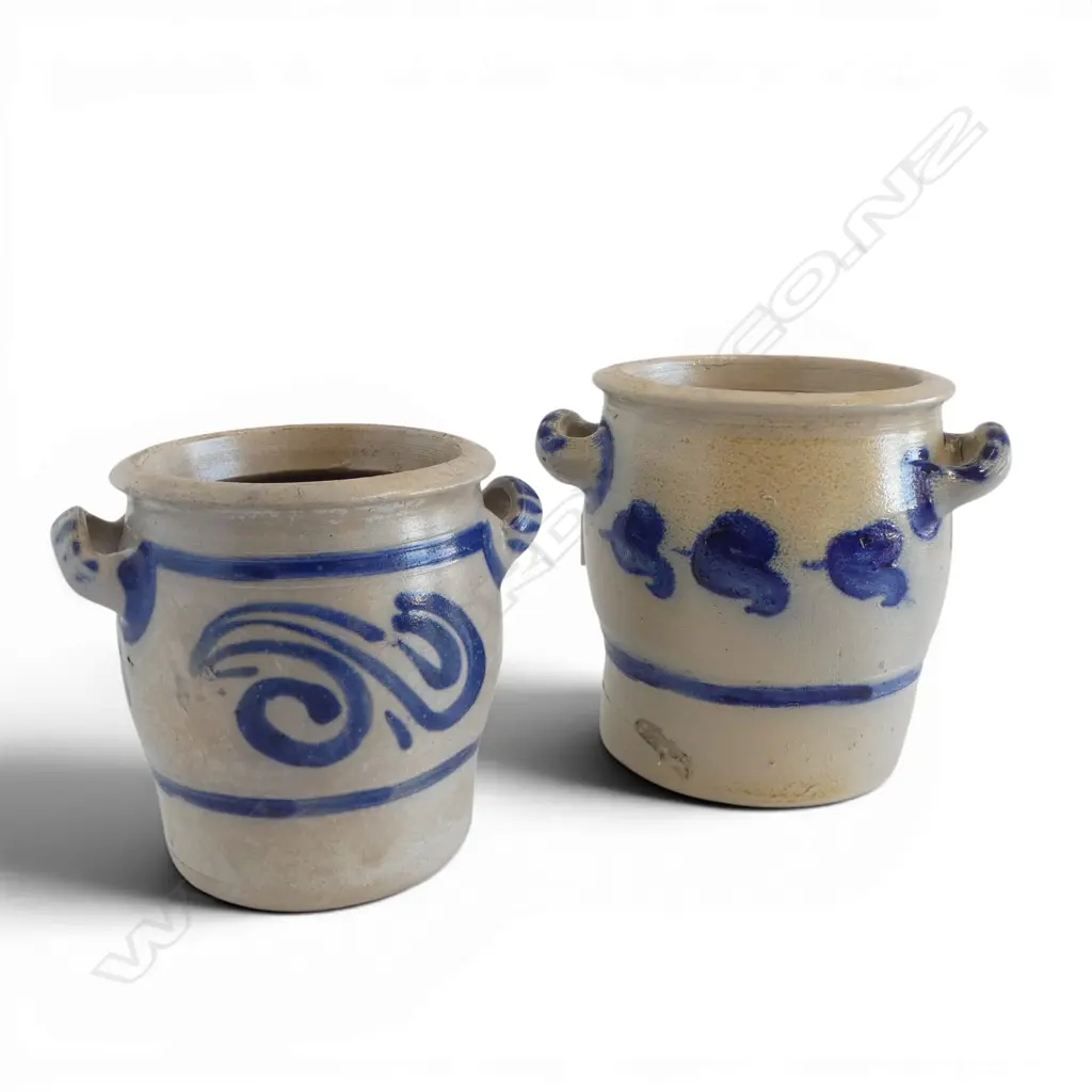 2 GERMAN SALT GLAZE VASES H.180/160mm Image 1++